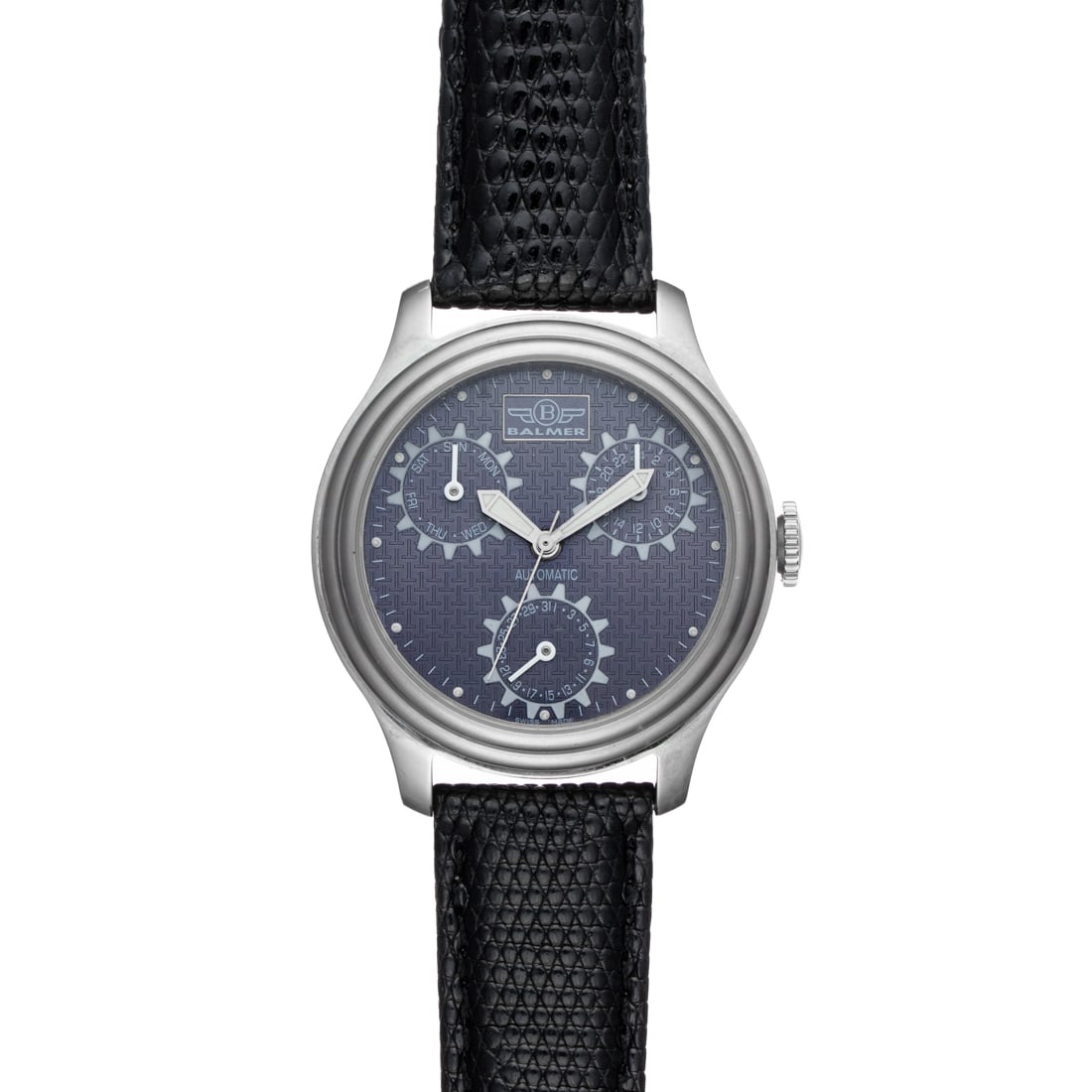 Balmer Vintage Swiss Made Complicated Automatic Watch: Pristine Balmer Swiss-Made Automatic Watch – New Old Stock with Triple Complications. We are proud to showcase a resplendent artifact of timekeeping artistry, the Balmer Swiss-Made Automatic 37 