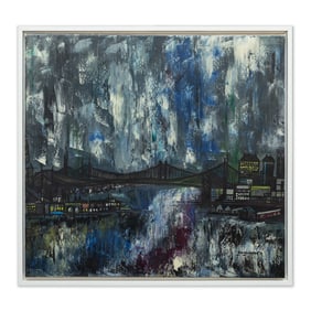 Kandinsky Oil on Canvas Painting of the East River