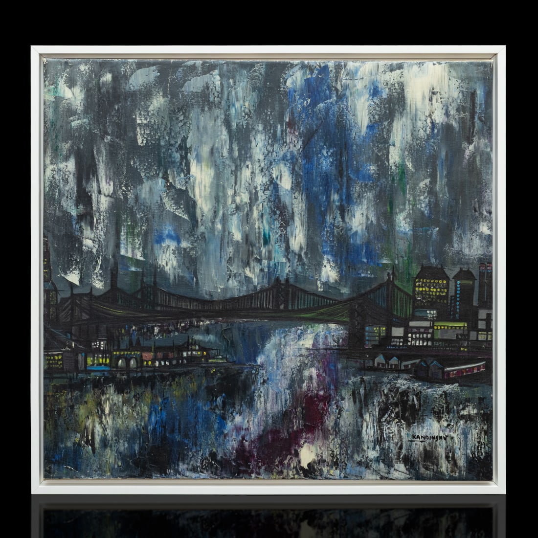 Kandinsky Oil on Canvas Painting of the East River (1 of 8)