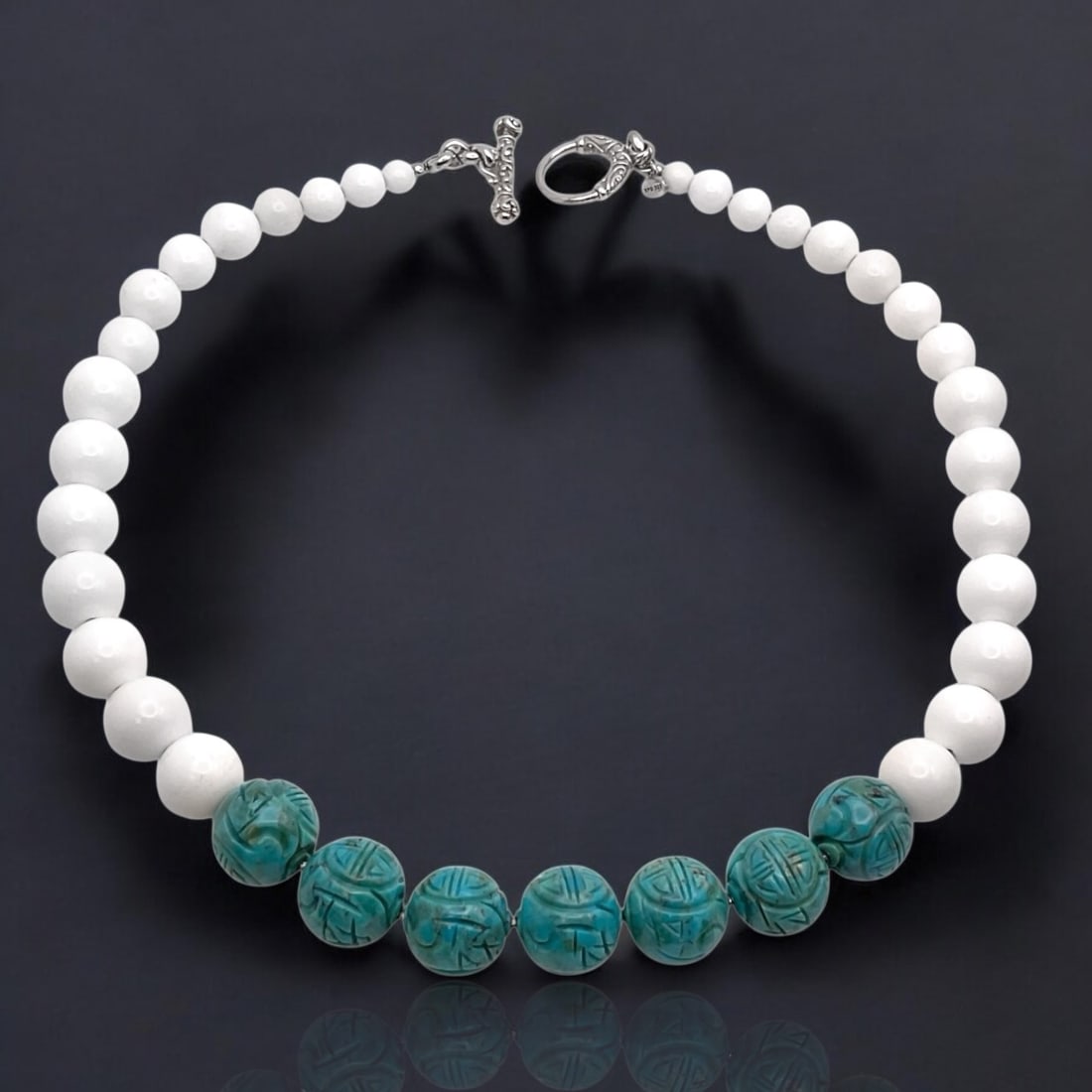 White Agate & Turquoise 18" Necklace designed to adorn your neck with grace (1 of 1)