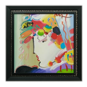 Peter Max Painting on Canvas – "Vibrant Woman’s Portrait"