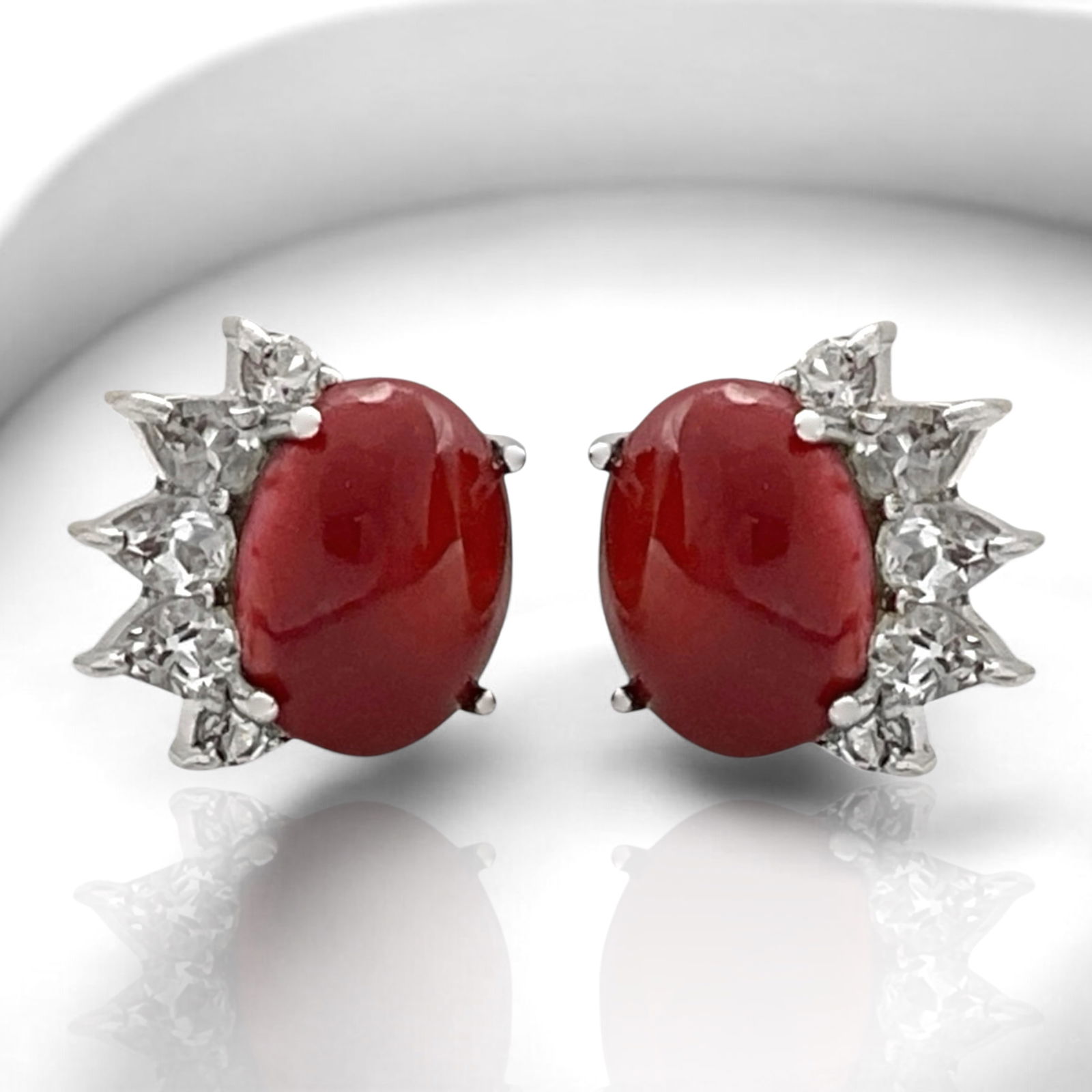 Exclusive Coral & White Topaz Sterling Silver Earrings (1 of 1)