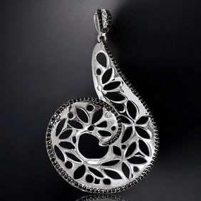 Majestic Black Spinel Sterling Silver Pendant