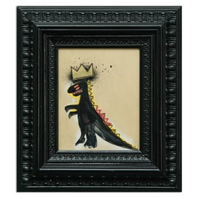 Attributed Jean-Michel Basquiat Painting: "Crowned Dinosaur"