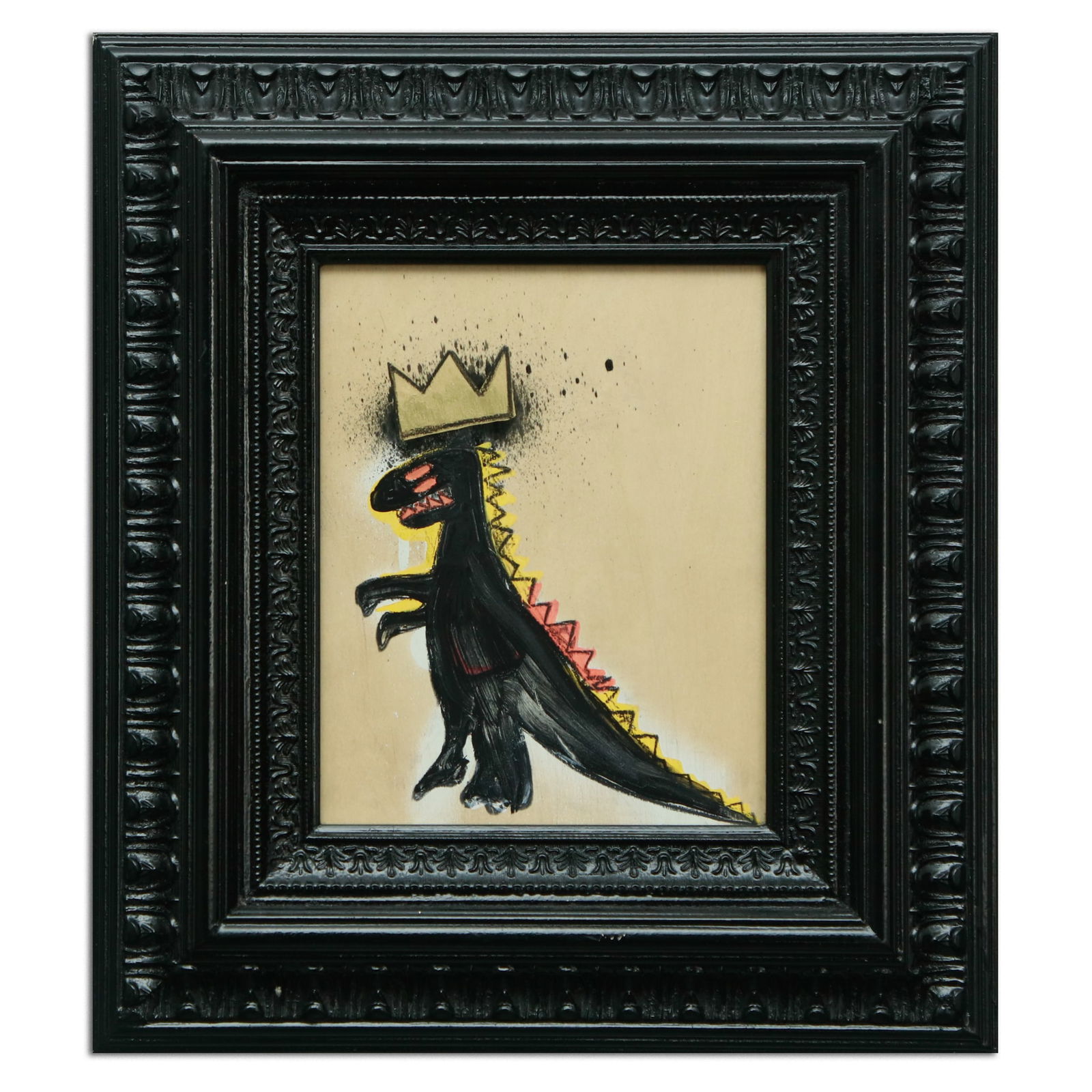Attributed Jean-Michel Basquiat Painting: "Crowned Dinosaur" (1 of 7)