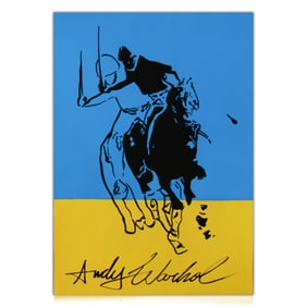 Andy Warhol "Polo Players on a Blue over Yellow Background" - In the Style of the Artist