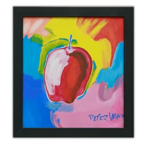 Peter Max Print – "Apple Against a Colorful Background"