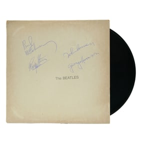 Signed Beatles White Album – Full Band Autographs with Vinyl and Poster
