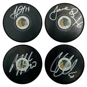 Chicago Blackhawks Stanley Cup Champions Signed Hockey Puck Set