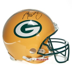 Aaron Rodgers Signed Green Bay Packers Helmet – Inscribed "XLV MVP"