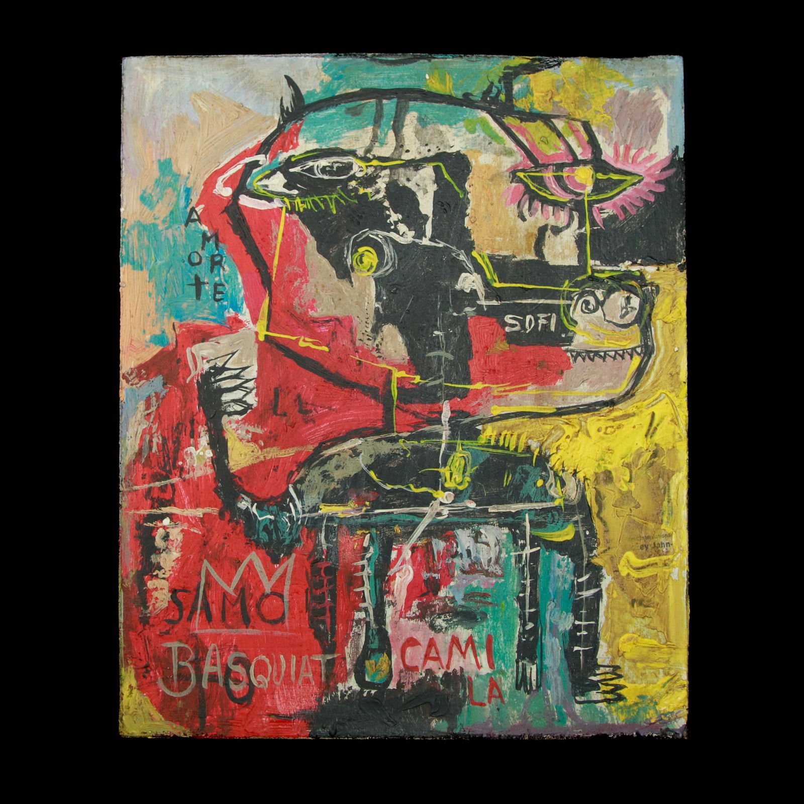 Jean-Michel Basquiat Painting on Board (1982) (1 of 12)