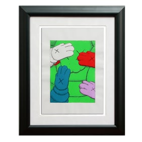 Kaws Painting – Four Hands on Green