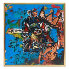 Jean-Michel Basquiat Mixed Media on Canvas, "The King"