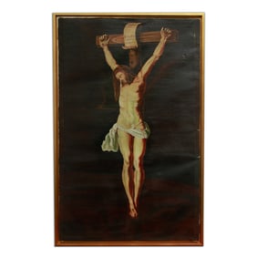 Peter Paul Ruben 17th Century Painting on Canvas, "Crucified Christ"