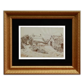 Vincent van Gogh Drawing, "Two Cottages at Saintes" (attrib.)