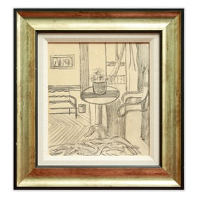 Henri Matisse Graphite on Paper, "Interior with Balcony" (attrib.)