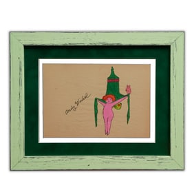 Andy Warhol Mixed Media/Watercolor – Pink Woman with Drape (attrib.)