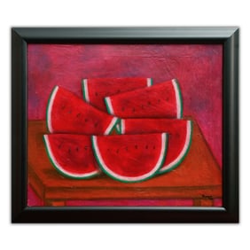 Rufino Tamayo's "Watermelons on a Table" Painting on Canvas