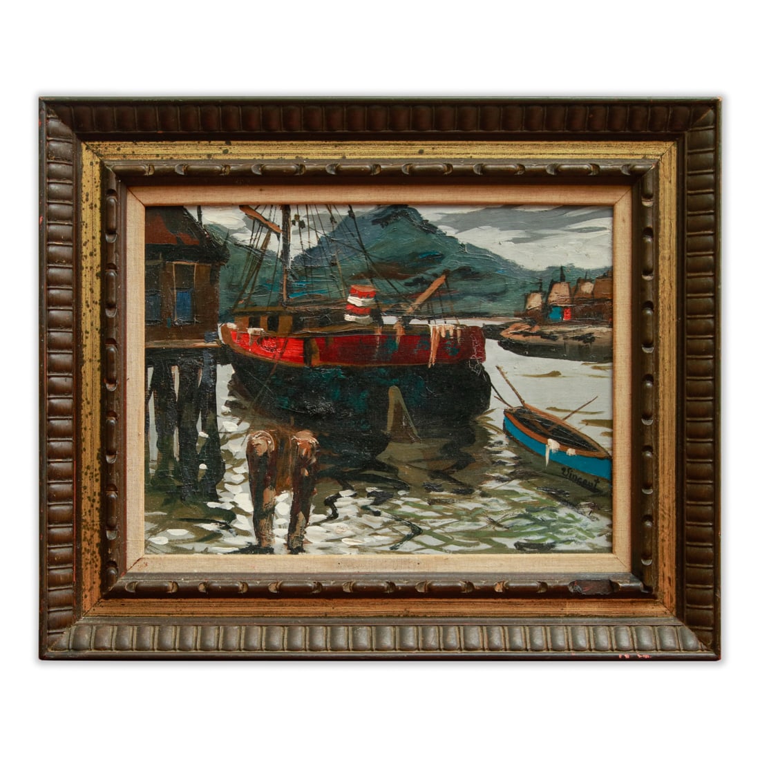 Vincent van Gogh Oil on Canvas "Harbor Scene with Boats" (attrib.) (1 of 9)