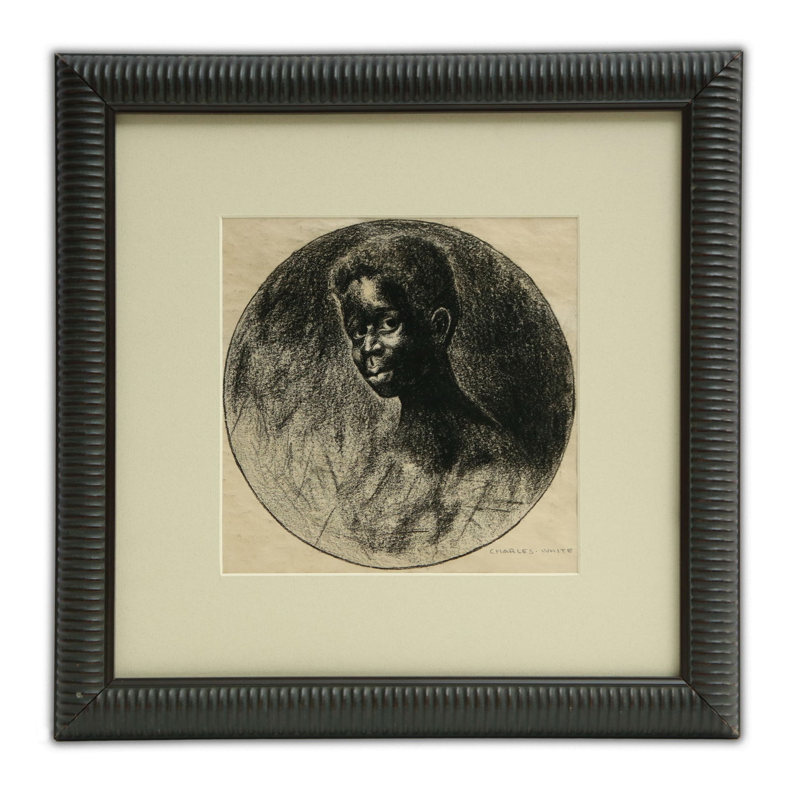 Charles White's Charcoal Portrait of an African American Youth (1 of 7)