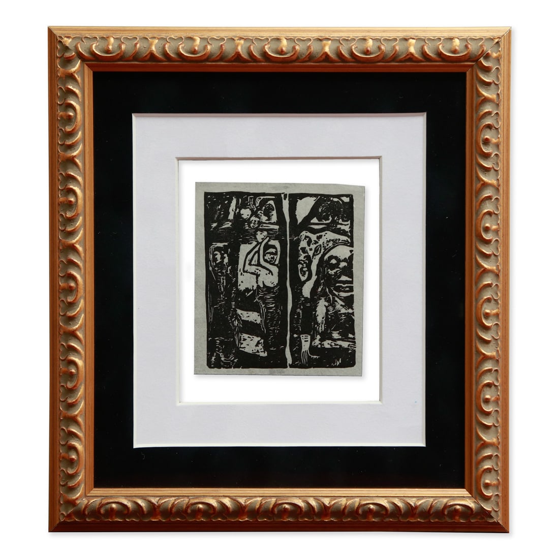 Paul Gauguin's "Femme Cueillant des Fruits et Oviri" (1894/95) - Woodcut: Description: A Masterpiece of Symbolism and Exoticism: Paul Gauguin's "Femme Cueillant des Fruits et Oviri" (1894/95) - Woodcut We are privileged to offer an exquisite and historically significant woo