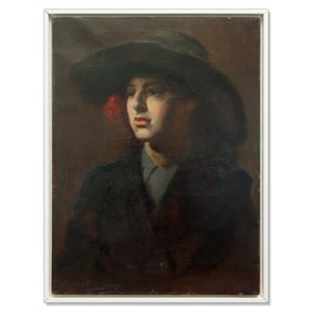 David Prohet Ramsay (1888–1944) “Girl with the Hat” Oil on Canvas Signed