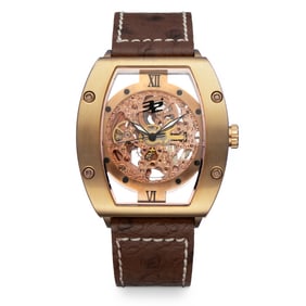 32 Degrees Open Dial Automatic Watch – Vault-Kept Elegance in a Goldtone Tonneau Case