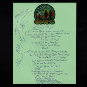 Authenticated Doors Band Signed Handwritten Lyrics "Strange Days"