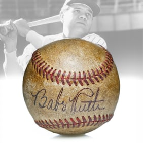 Babe Ruth Signed Red Stitched Baseball