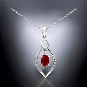 Tourmaline & Simulated Diamond Sterling Silver Pendant with 18" chain