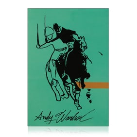 Andy Warhol "Polo Players on a Green Background with an Orange Stripe" - In the Style of the Artist