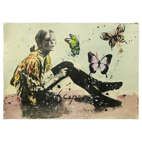 Original Large Ronald Chapeau Mixed Media Poster Featuring Brigitte Bardot