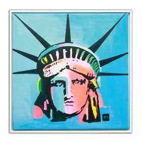 Peter Max Style Oil Painting of the Statue of Liberty’s Head