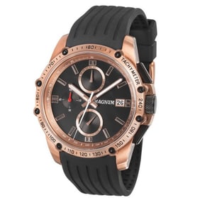 Magnum Mens Rosegold tone Silicone Strap