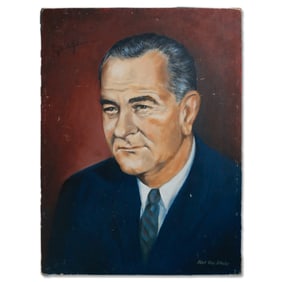 Lyndon B. Johnson Signed Portrait Painting by Kent Von Schuler