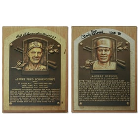 Bob Gibson & Red Schoendienst Signed Hall of Fame Canvas Set