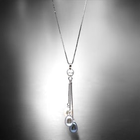 Multi-Color Pearl Lariant 16" Sterling Silver Necklace with 2" extenstion