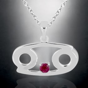 Mesmerizing Indian Ruby Sterling Silver Pendant with 18" Chain