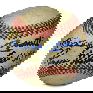 Dual-Signed Spalding Baseball by Mickey Mantle and Roger Maris: Title: Historic Baseball Memorabilia: Dual-Signed Spalding Baseball by Mickey Mantle and Roger Maris Description: We are excited to offer a piece of baseball history that captures one of the sport's