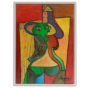 Pablo Picasso Oil on Canvas, "Woman with Chair Back" (attrib.)