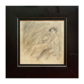 Henri de Toulouse-Lautrec Graphite on Paper, "Seated Woman in Reflection" (attrib.)