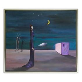 Gertrude Abercrombie Oil on Canvas "Lunar Reverie" 21.75 x 25.25 (attrib)