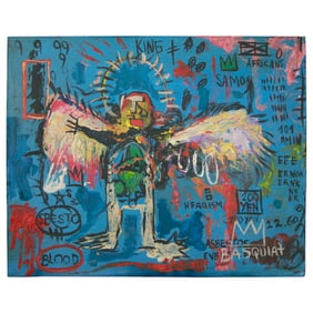 Jean-Michel Basquiat Painting on Board – "Heroic Figure with Wings"