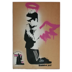 Banksy Cardboard Art – Praying Boy