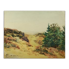 Pablo Picasso "Mountainous Hillside" Mixed Media Painting