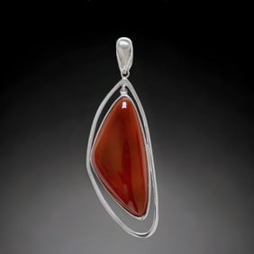 Free Shape Canelian Pendant with one-of-a-kind style crafted in Sterling Silver