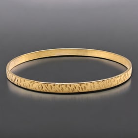Elegant Vermeil Textureed slip on Bangle 8"