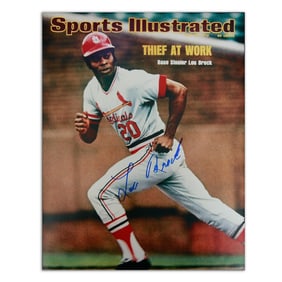Lou Brock Signed Sports Illustrated "Thief at Work" Cover Photo