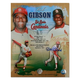 Bob Gibson Signed St. Louis Cardinals 11"x14" Career Tribute Display