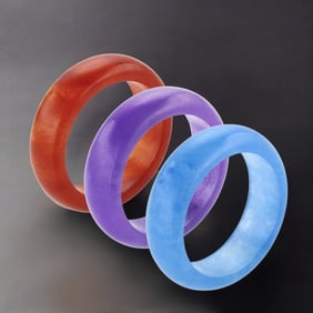 Stunning Set of 3 Jade Rings - Size 5